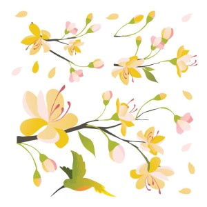 Yellow Branch αυτοκόλλητα τοίχου βινυλίου