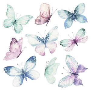 Watercolour Butterflies αυτοκόλλητα τοίχου βινυλίου M