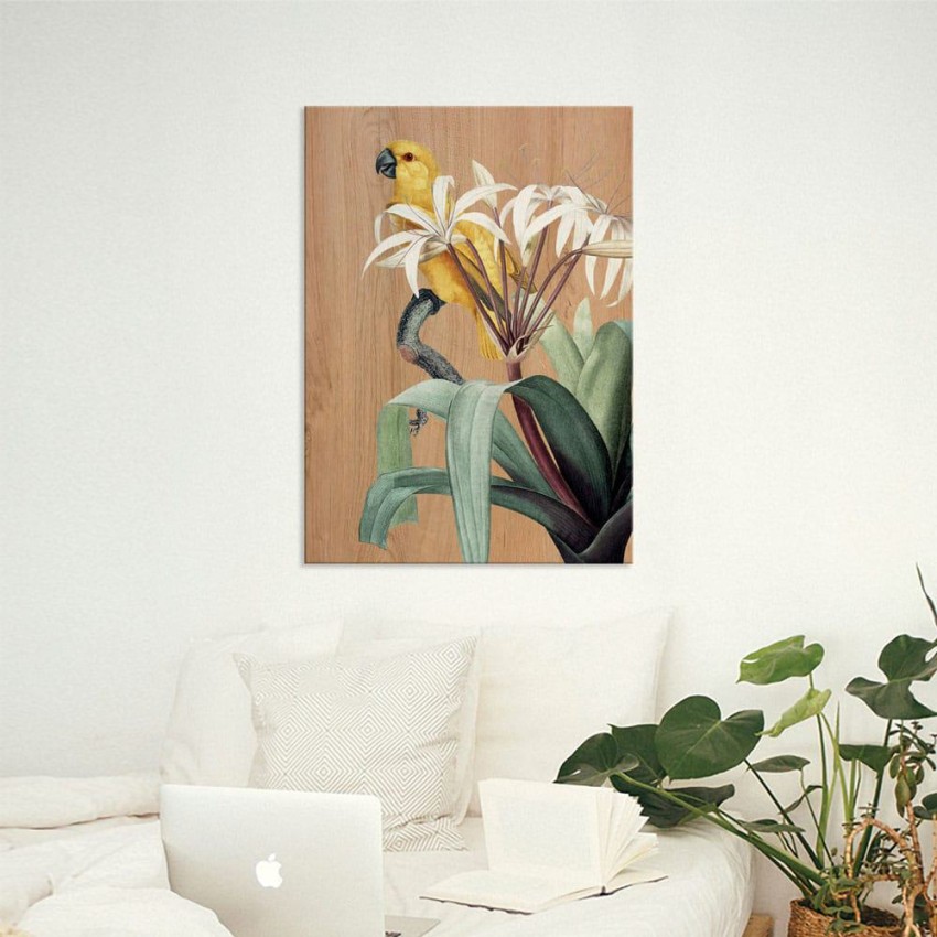 Yellow Parrots πίνακας διακόσμησης ξύλου L