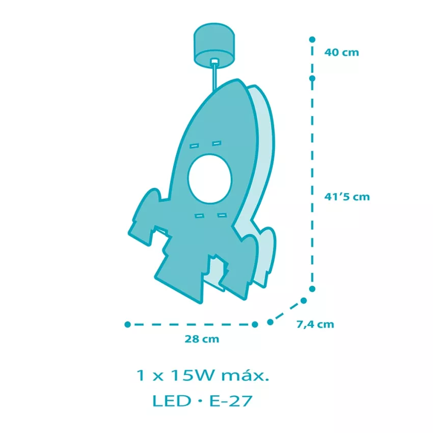 Rocket MDF παιδικό φωτιστικό οροφής