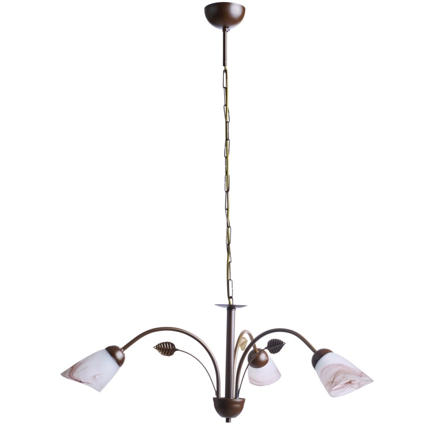 Φωτιστικό Πολύφωτο 3φ Μέταλλο καφέ/Γυαλί Ε14