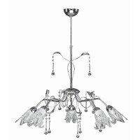 Cystal Flower Chrome Φωτιστικό Πολύφωτο από Μέταλλο & Γυαλί Ε14