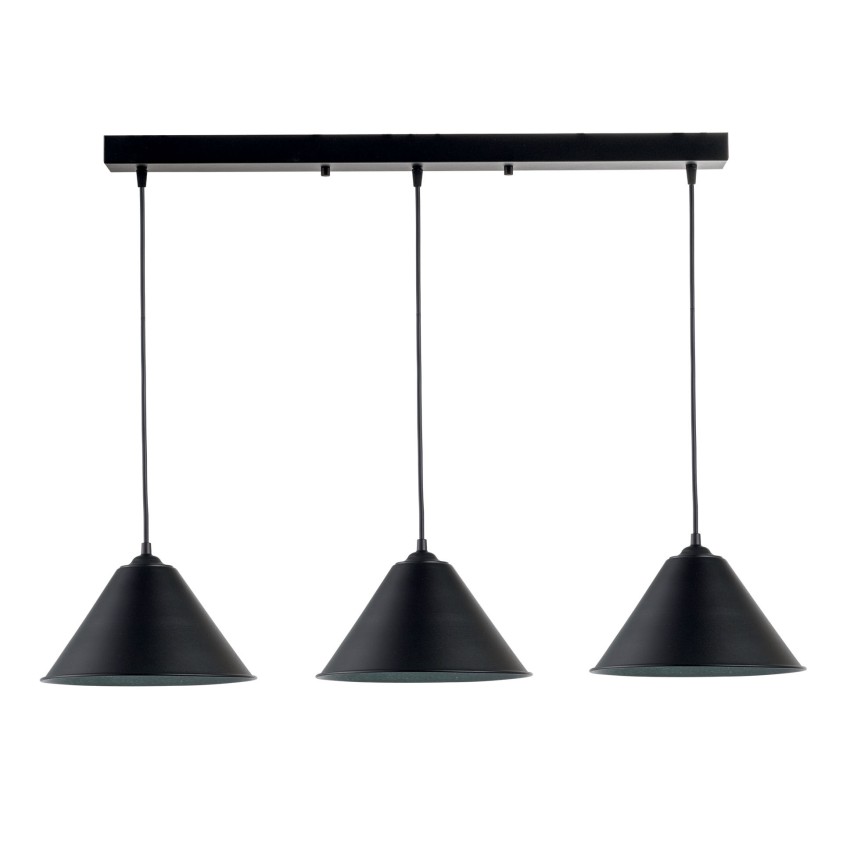 Funnel Pendant Φωτιστικό Πολύφωτο από Αλουμίνιο σε Μαύρο Χρώμα με Ροζέτα Μεταλλική σε Σχήμα Ράγας 3 x Ε27