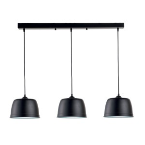 Beany Pendant Φωτιστικό Πολύφωτο από Αλουμίνιο σε Μαύρο Χρώμα με Ροζέτα Μεταλλική σε Σχήμα Ράγας 3 x Ε27