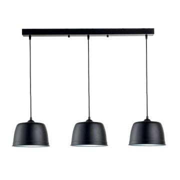 Beany Pendant Φωτιστικό Πολύφωτο από Αλουμίνιο σε Μαύρο Χρώμα με Ροζέτα Μεταλλική σε Σχήμα Ράγας 3 x Ε27