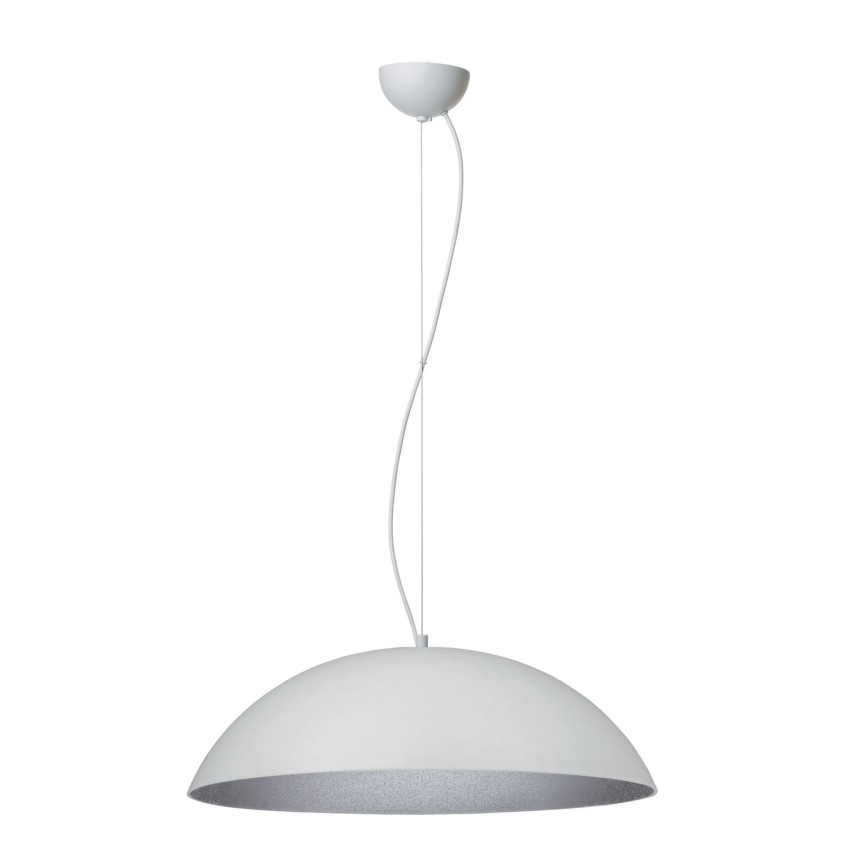 Plexiglass Pental Κρεμαστό Φωτιστικό Mονόφωτο σε Λευκό\Ασημί Ε27 Φ47