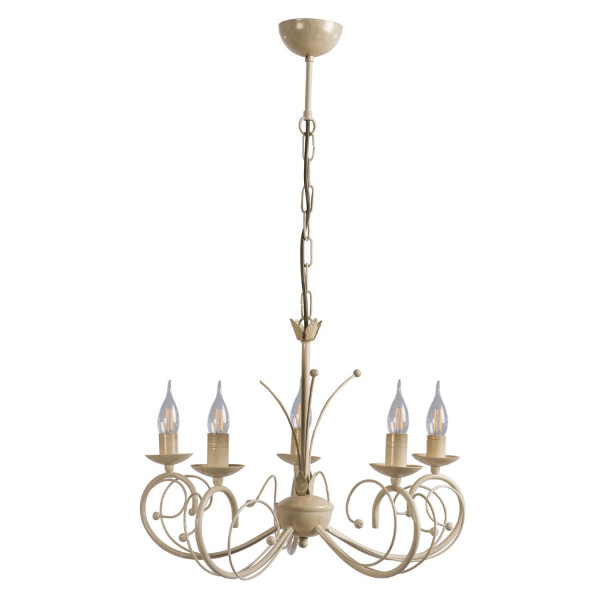 Φωτιστικό Πολύφωτο 5φ Μέταλλο κρεμ/πατίνα χρυσή Ε14