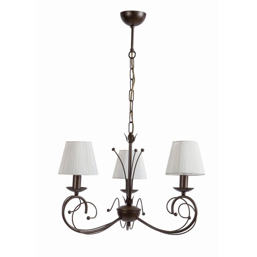 Country Φωτιστικό Πολύφωτο από Μέταλλο Καφέ με Αμπαζούρ Καπέλα Ε14