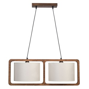 BETULA Pendant Φωτιστικό Πολύφωτο από Ξύλο & Μπεζ Αμπαζούρ Καπέλα 