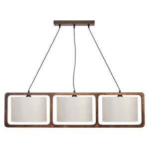 BETULA Pendant Φωτιστικό Πολύφωτο από Ξύλο Σημύδα & Αμπαζούρ Καπέλα μπεζ 