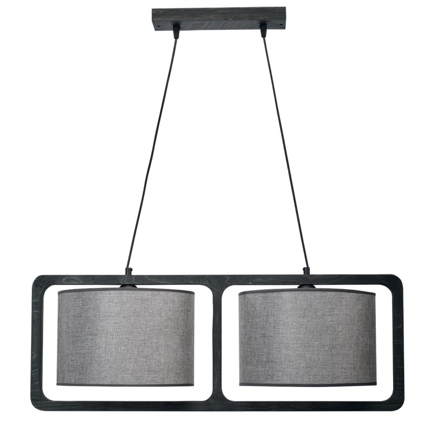 Φωτιστικό Πολύφωτο 2φ Ξύλο/Αμπαζούρ γκρι Ε27