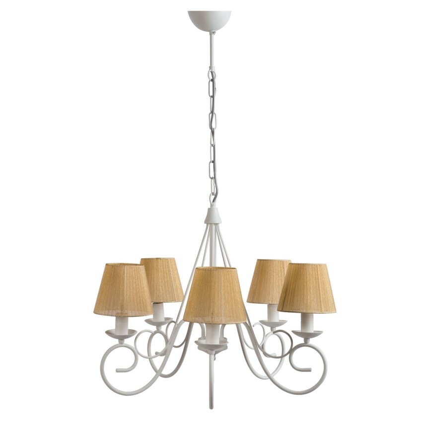 Φωτιστικό Πολύφωτο 5φ Μέταλλο λευκό με αμπαζούρ Ε14