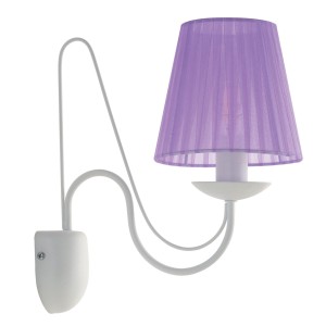 Απλίκα Country από λευκό Μέταλλο & Αμπαζούρ Καπέλο Σκίασης Ε14