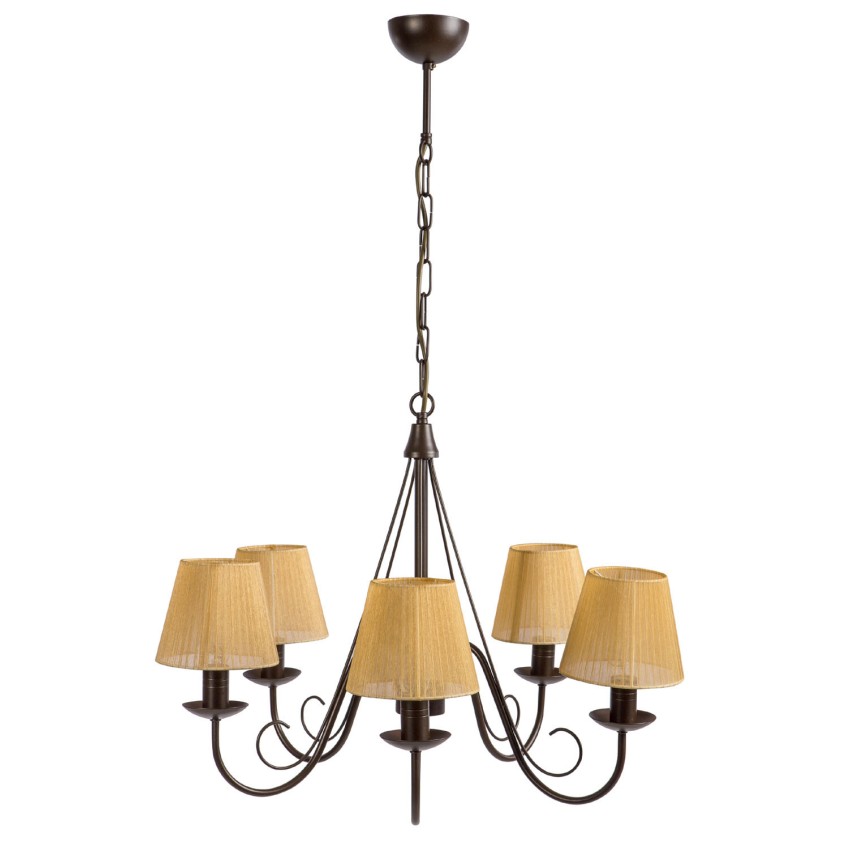 Φωτιστικό Πολύφωτο 5φ Μέταλλο καφέ με αμπαζούρ Ε14