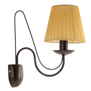 Απλίκα Country από καφέ Μέταλλο με Αμπαζούρ Καπέλο Σκίασης Ε14