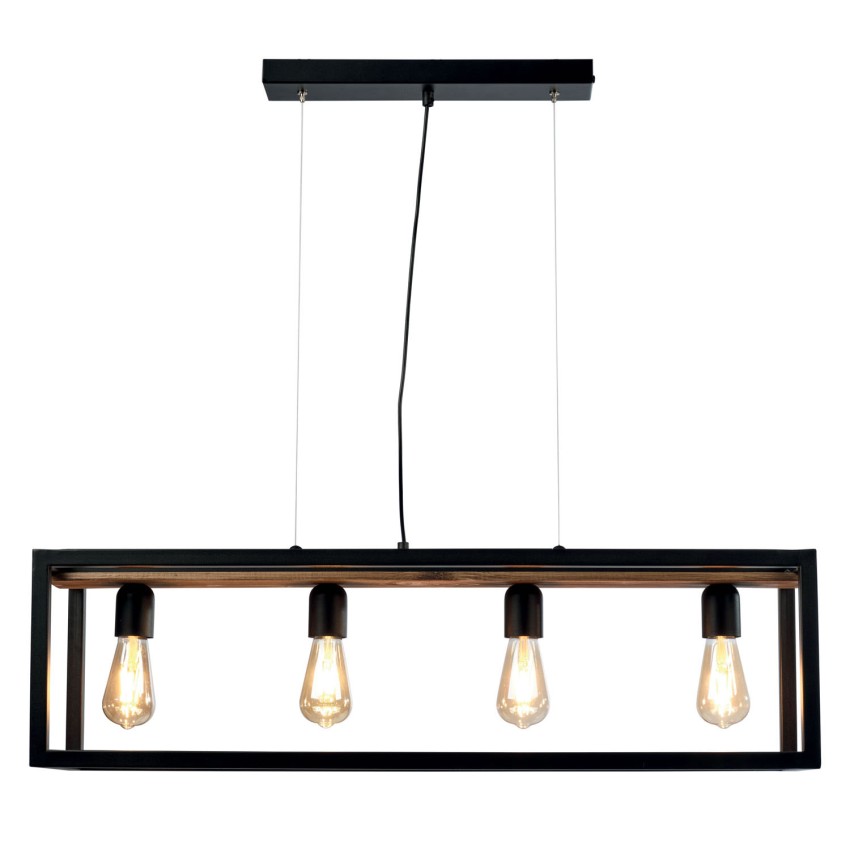 Φωτιστικό Πολύφωτο 4φ Μέταλλο μαύρο/Ξύλο Ε27