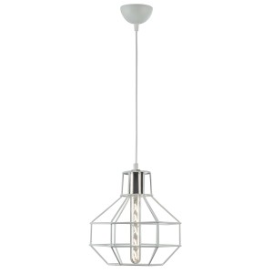 Φωτιστικό Grenade Grid Κρεμαστό Μονόφωτο από μεταλλικό πλέγμα σε λευκό Ε27 Φ26