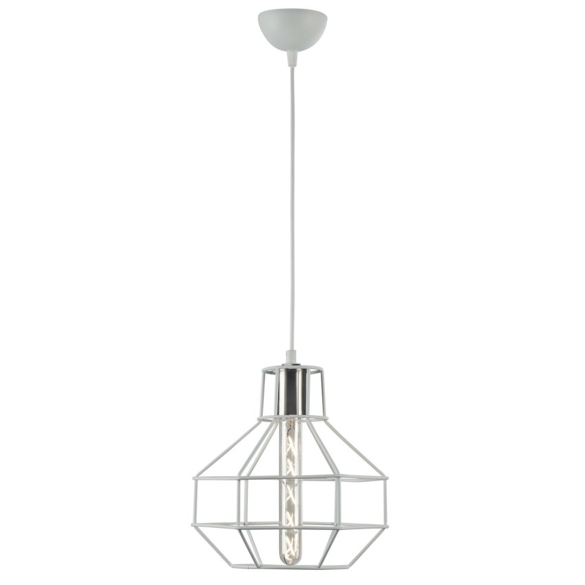 Φωτιστικό Grenade Grid Κρεμαστό Μονόφωτο από μεταλλικό πλέγμα σε λευκό Ε27 Φ26