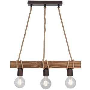 Rafter Wood Κρεμαστό Vintage Φωτιστικό Πολύφωτο από Ξύλο & Σχοινί