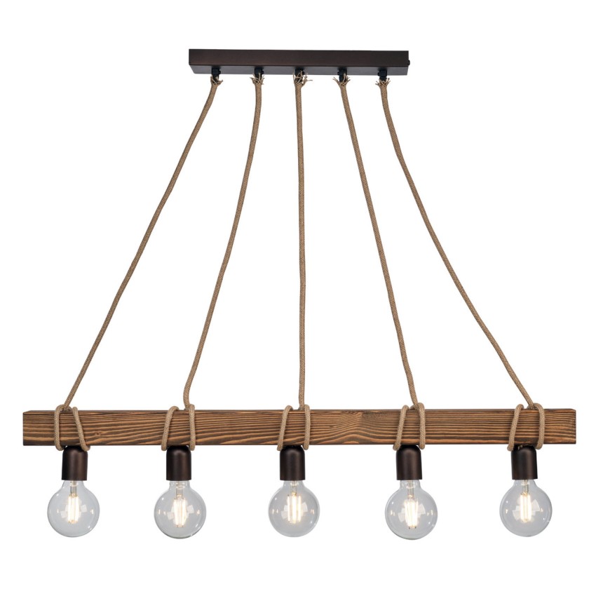 Φωτιστικό Πολύφωτο 5φ Ξύλο/Σχοινί Ε27