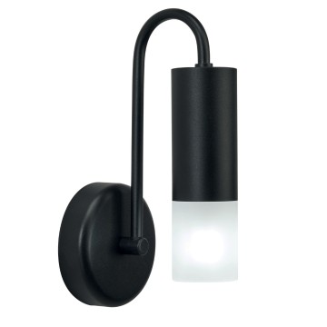 Μονόφωτο φωτιστικό απλίκα από αλουμίνιο και plexiglass σε μαύρο σατινέ