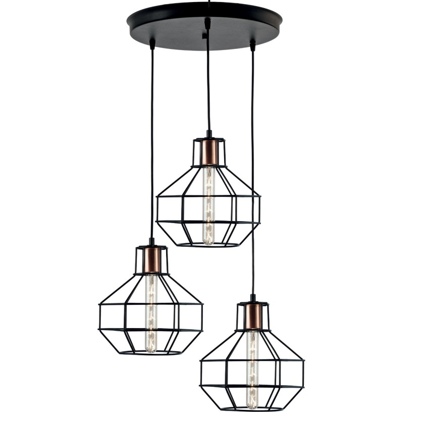 Φωτιστικό Πολύφωτο 3φ Μέταλλο μαύρο Ε27