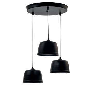 Beany Pendant Φωτιστικό Πολύφωτο από Αλουμίνιο σε Μαύρο Χρώμα με Στρογγυλή Ροζέτα 3 x Ε27