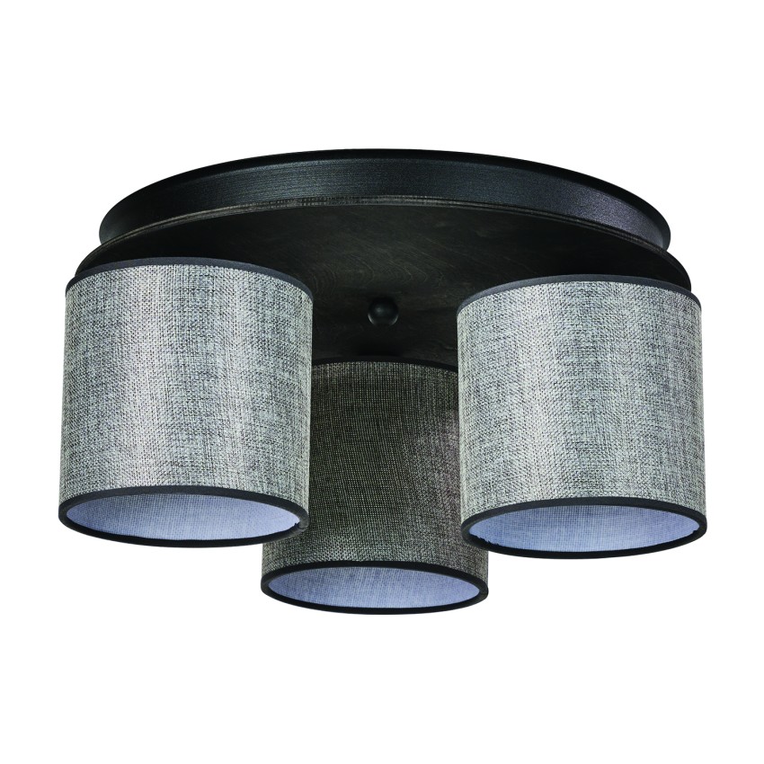 Φωτιστικό Οροφής 3φ Ξύλο/Αμπαζούρ γκρι Ε27 Φωτιστικό Οροφής 3φ Ξύλο/Αμπαζούρ γκρι Ε27