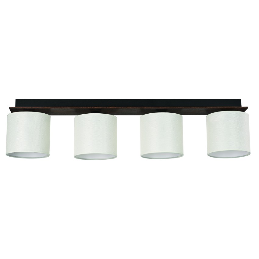 Φωτιστικό Οροφής 4φ Ξύλο/Αμπαζούρ μπεζ Ε27