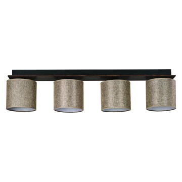 Φωτιστικό Οροφής 4φ Ξύλο/Αμπαζούρ μόκα Ε27