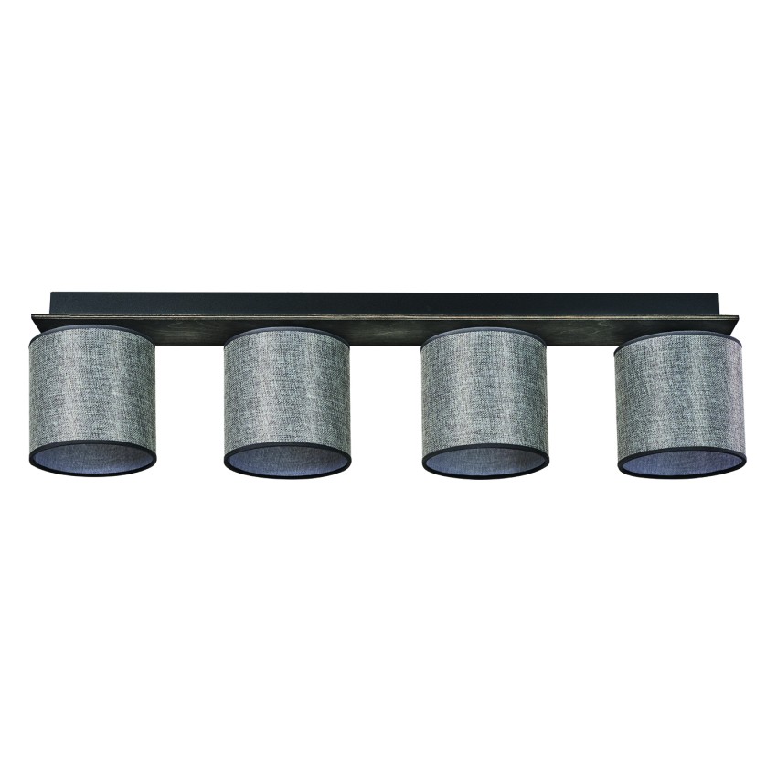 Φωτιστικό Οροφής 4φ Ξύλο/Αμπαζούρ γκρι Ε27