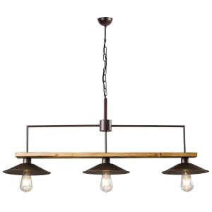 Φωτιστικό Πολύφωτο 3φ Ξύλο/Μέταλλο σκουριά Ε27