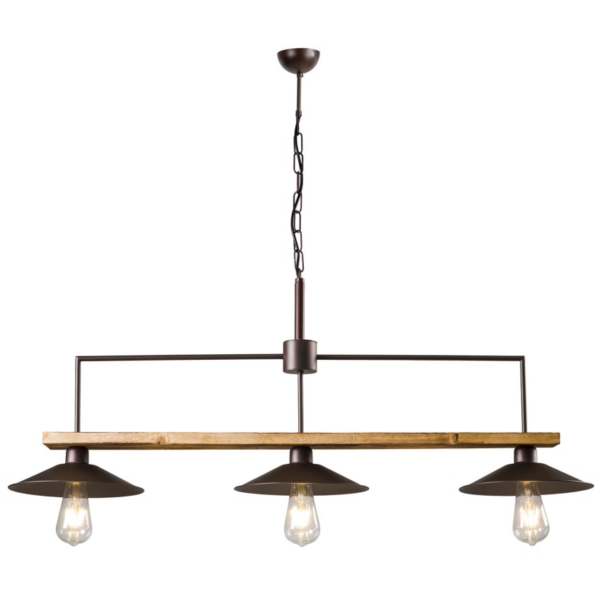 Φωτιστικό Πολύφωτο 3φ Ξύλο/Μέταλλο σκουριά Ε27