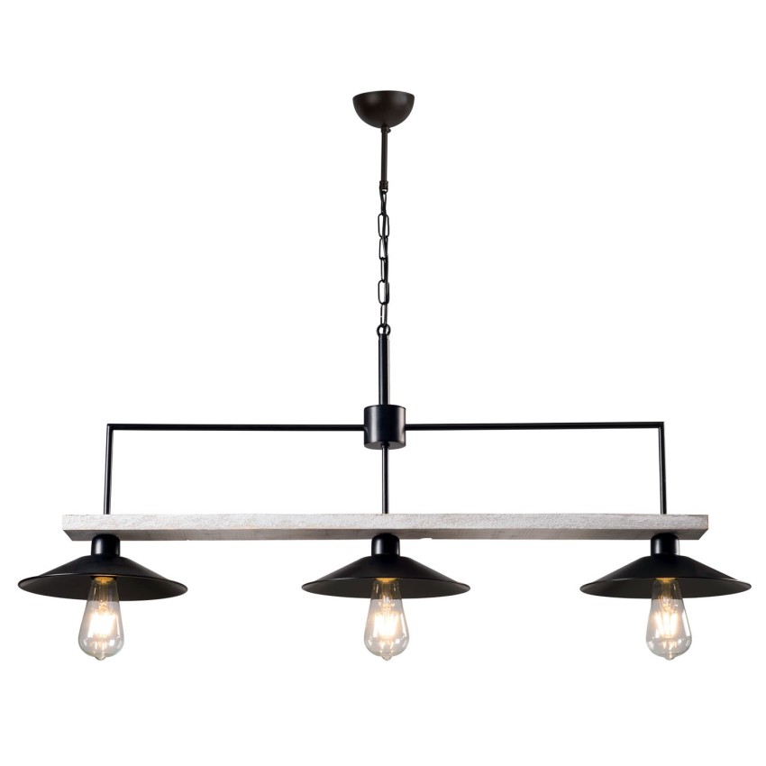 Φωτιστικό Πολύφωτο 3φ Ξύλο/Μέταλλο μαύρο Ε27