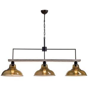 Φωτιστικό Πολύφωτο 3φ Ξύλο/Μέταλλο μαύρο/Γυαλί Ε27