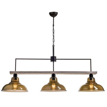 Φωτιστικό Πολύφωτο 3φ Ξύλο/Μέταλλο μαύρο/Γυαλί Ε27