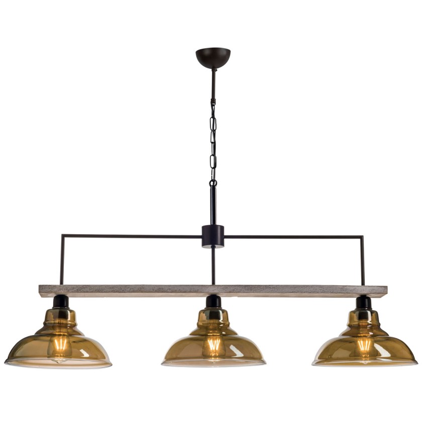 Φωτιστικό Πολύφωτο 3φ Ξύλο/Μέταλλο μαύρο/Γυαλί Ε27