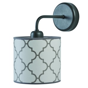 Απλίκα από μέταλλο & Αμπαζούρ λευκό/γκρι με σχέδια Φ15 Ε27 