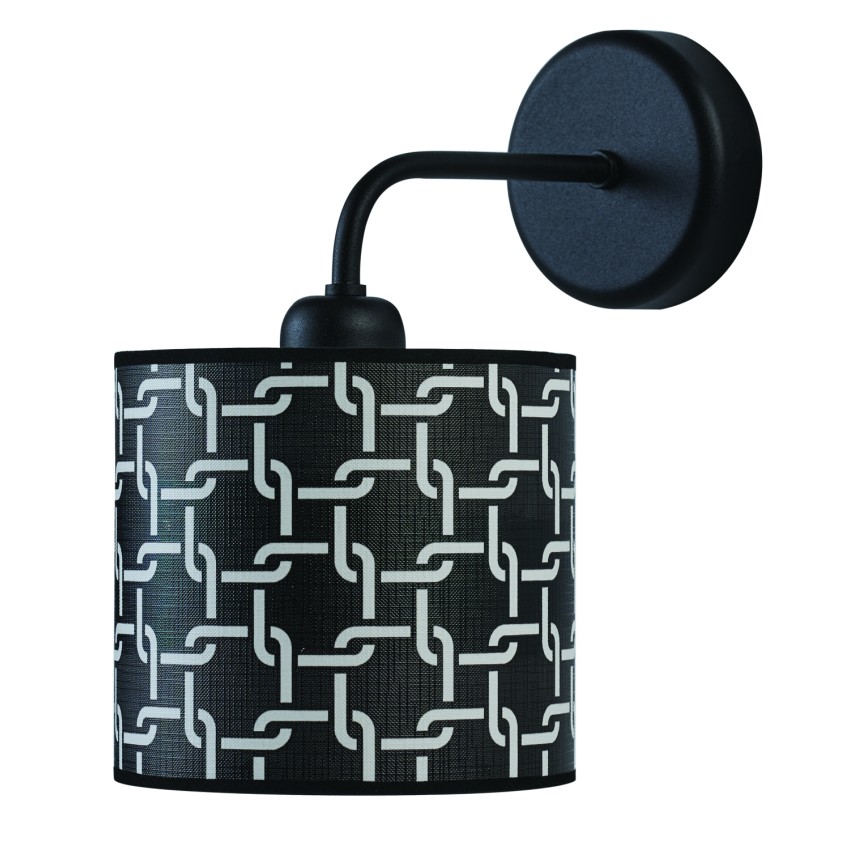 Απλίκα από μέταλλο & Αμπαζούρ μαύρο/λευκό Φ15 Ε27