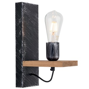 Απλίκα από Ξύλο & Μέταλλο μαύρο/πατίνα ασημί Ε27