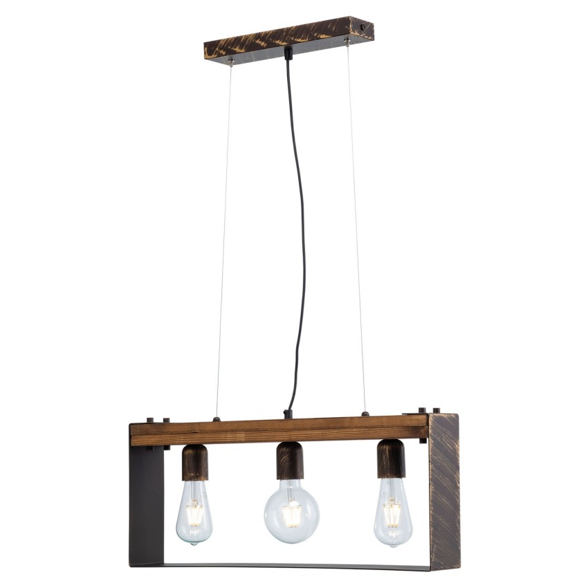 Φωτιστικό Πολύφωτο 3φ Ξύλο/Μέταλλο σκουριά/Πατίνα χρυσή Ε27