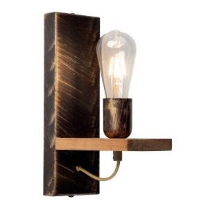 Απλίκα από Ξύλο & Μέταλλο σκουριά/πατίνα χρυσή Ε27