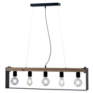 Φωτιστικό Πολύφωτο 5φ Ξύλο/Μέταλλο μαύρο Ε27