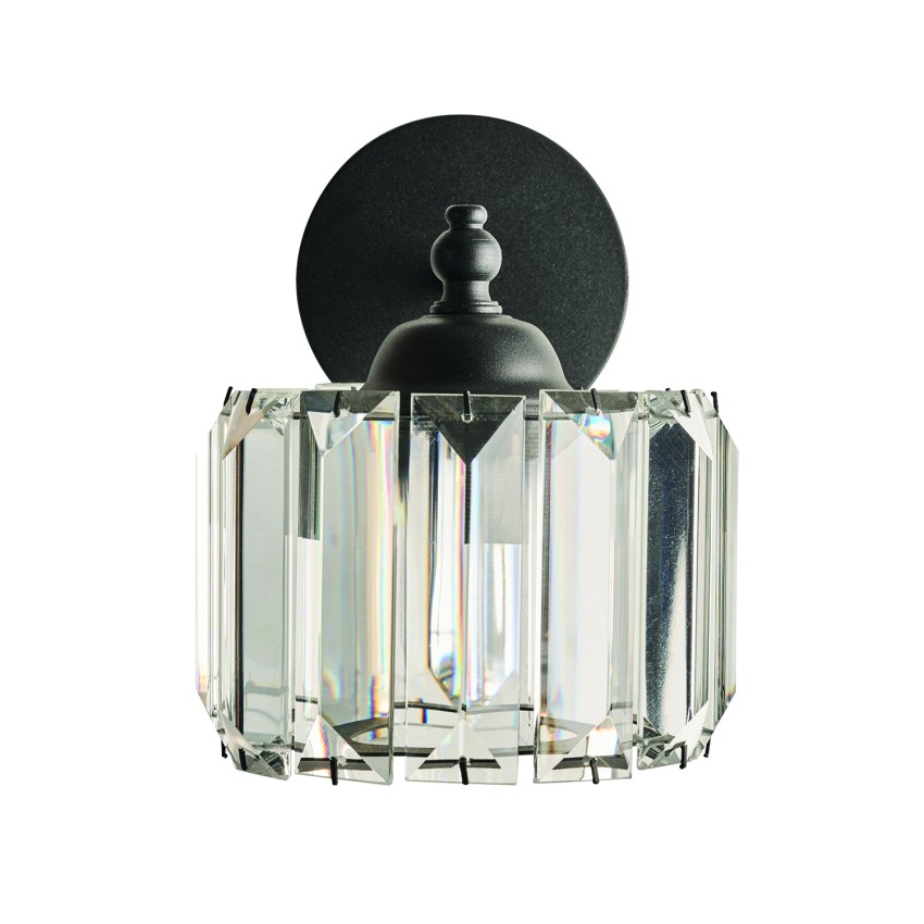 Απλίκα τοίχου μέταλλο μαύρο με κρύσταλλα E27