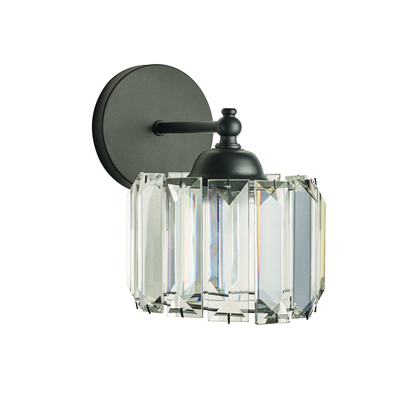 Απλίκα τοίχου μέταλλο μαύρο με κρύσταλλα E27