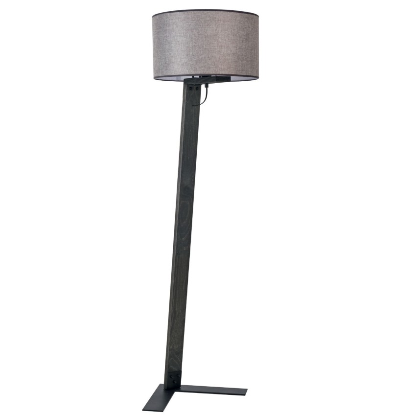 BETULA φωτιστικό δαπέδου ξύλο με γκρι αμπαζούρ Φωτιστικό δαπέδου BETULA με ξύλινη βάση και γκρι αμπαζούρ