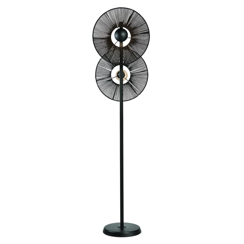 Επιδαπέδιο φωτιστικό διπλό μαύρο μεταλλικό με διακοσμητικούς δίσκους