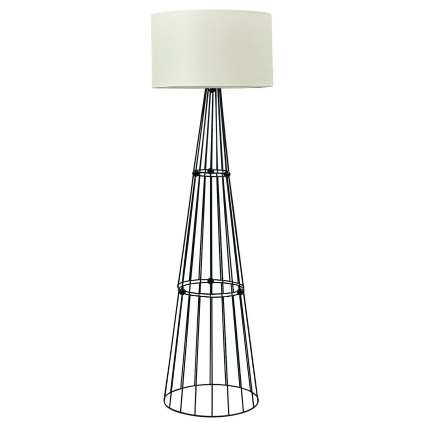 Φωτιστικό δαπέδου μέταλλο μαύρο αμπαζούρ μπεζ Ε27 Φωτιστικό δαπέδου μέταλλο μαύρο αμπαζούρ μπεζ Ε27