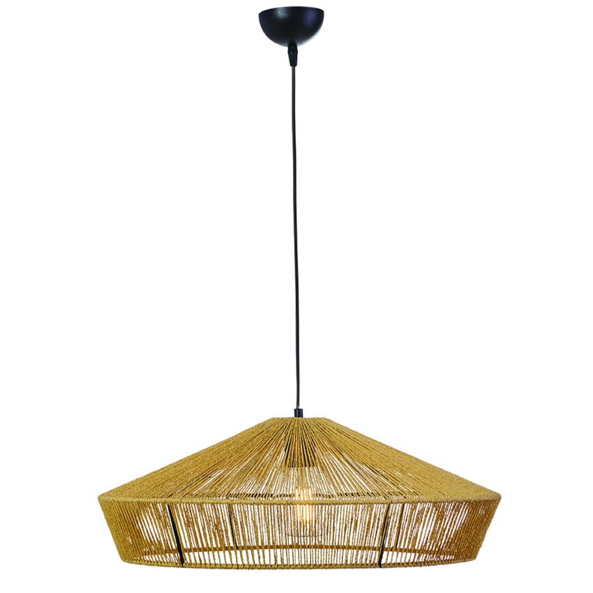 Κρεμαστό Φωτιστικό Μονόφωτο με Σχοινί Natural & Μεταλλικό Σκελετό Ε27 Φ55