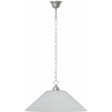 Φωτιστικό Μονόφωτο Γυάλινο Κλασικό σε Χρώμα Λευκό & Nίκελ Αλυσίδα Ε27 Φ45